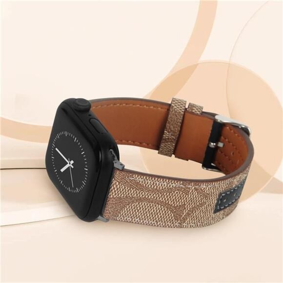 NEW Luxury Leather Brown/Black Apple Watch Band - Picture 3 of 4